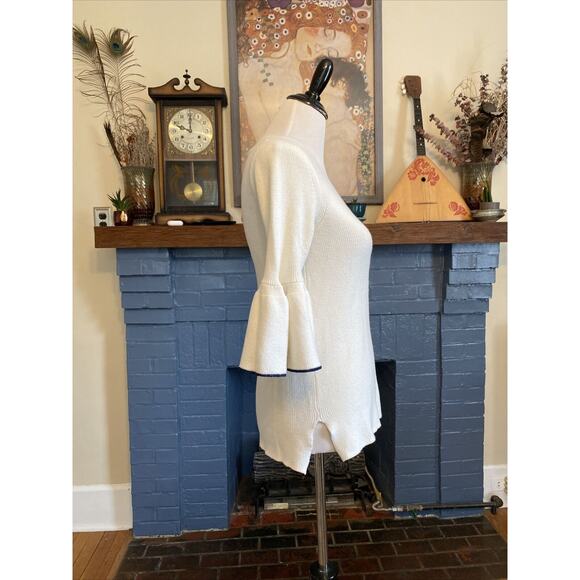 DRAPER JAMES S Ivory Bailey Peplum Sleeve Sweater Women's Pullover V-Neck Shirt - Picture 5 of 12